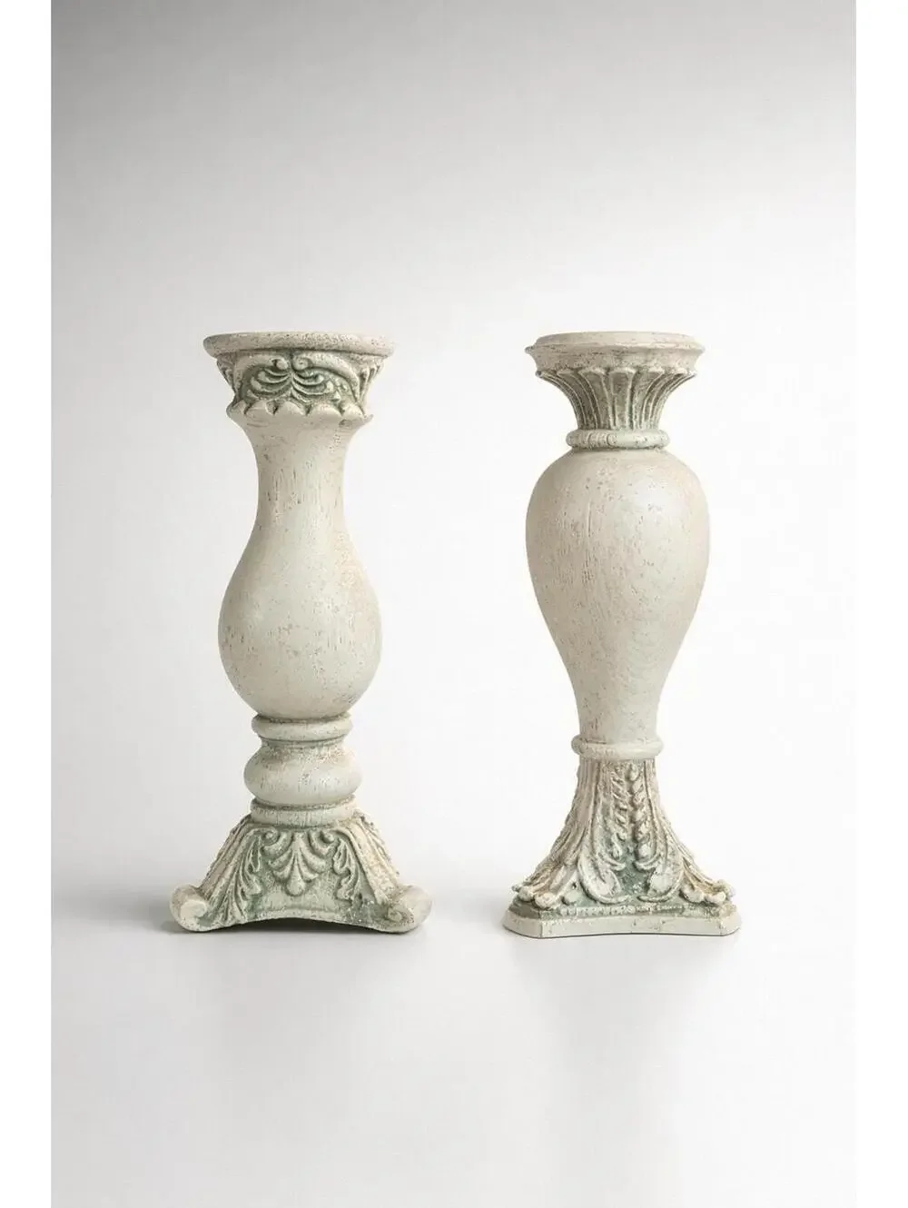 Vintage Wooden Candle Holders with Ornate Design